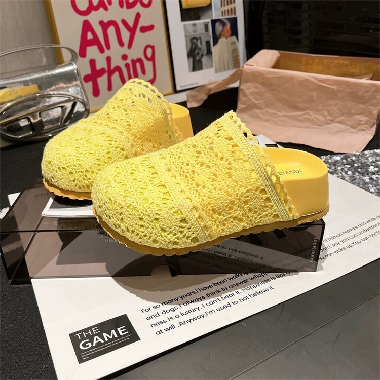 Rubber Mesh Slippers Closed-Toe Platform Sole High Heels(6-8cm)