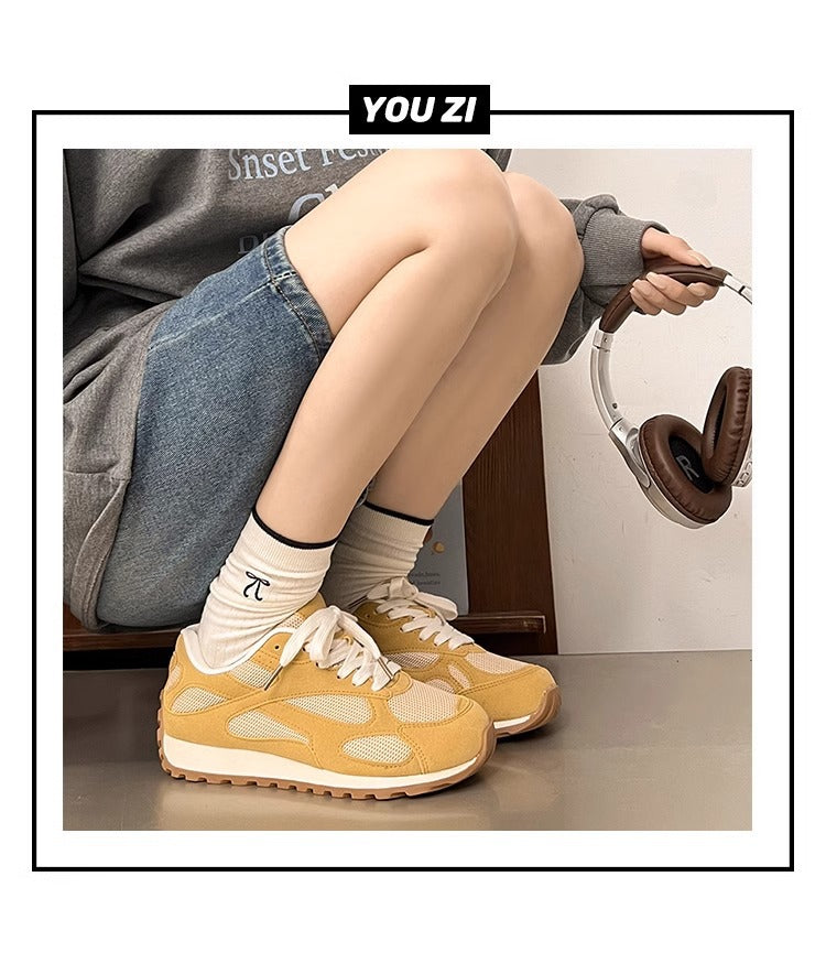 2025Spring New Women's Jogging Shoes Versatile Comfortable Flat Lace-up Shoes Fashion Trendy Casual Sneakers