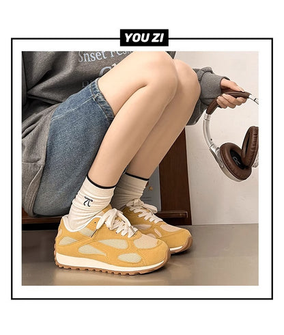 2025Spring New Women's Jogging Shoes Versatile Comfortable Flat Lace-up Shoes Fashion Trendy Casual Sneakers