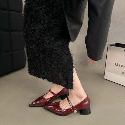 Chunky Heel Retro Style Mary Jane Shoes High Heels Women's Shoes Black Shoes Autumn Winter Korean Version High-End Single Shoes Small Leather Shoes
