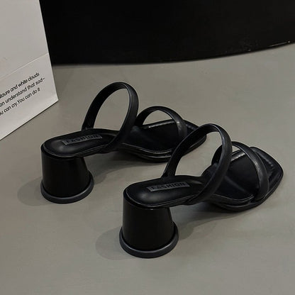 Chunky High Heels(6-8cm)Rubber Slippers PU