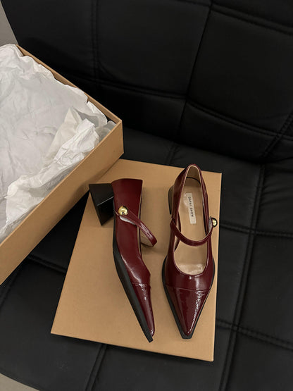 Chunky Heel Retro Style Mary Jane Shoes High Heels Women's Shoes Black Shoes Autumn Winter Korean Version High-End Single Shoes Small Leather Shoes