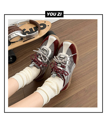 2025New Retro Jogging Shoes for Women, Casual Sports Shoes, Student Shoes, Color Block Single Shoes for Women