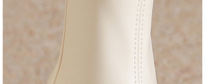 Women's White Martin Boots2024New Spring and Autumn Thick Heel Short Boots British Style Women's Slim Winter Fleece Boots