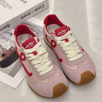 2025Spring and Autumn Cute Asymmetric Big Toe Lace-up Casual Sneakers for Women