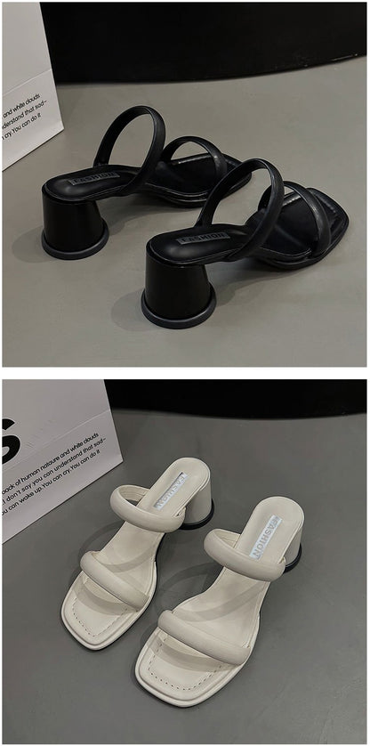 Chunky High Heels(6-8cm)Rubber Slippers PU