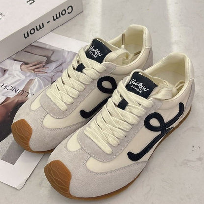 2025Spring and Autumn Cute Asymmetric Big Toe Lace-up Casual Sneakers for Women