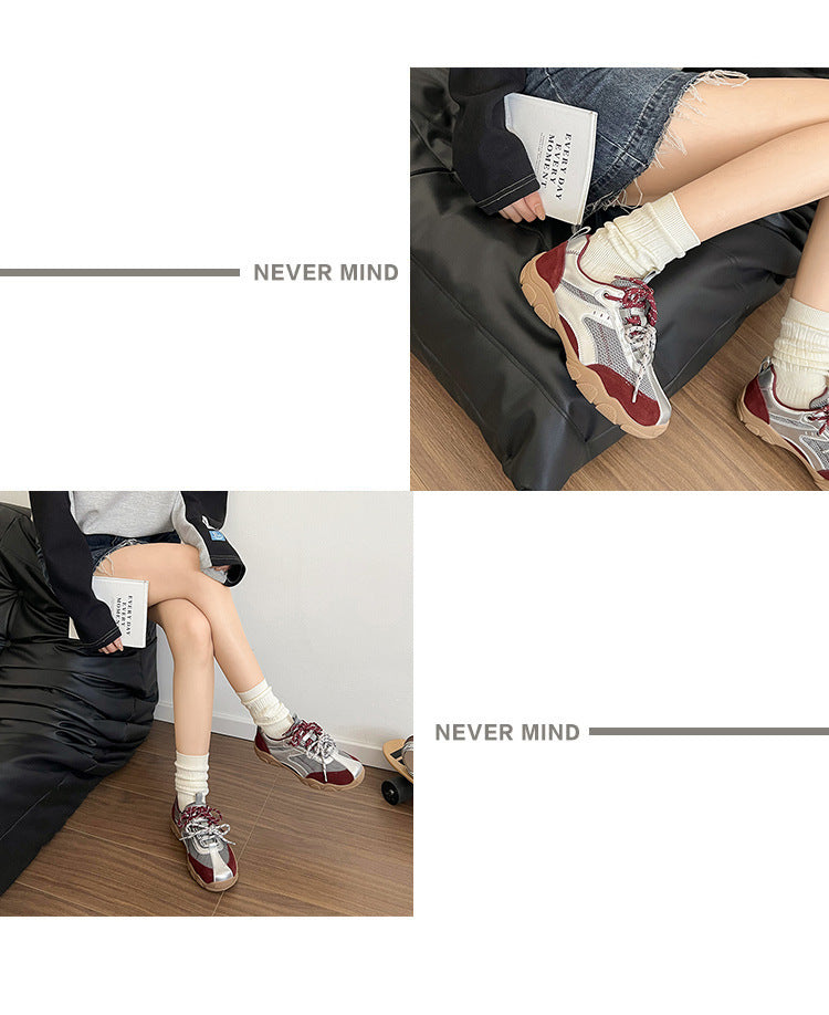 2025New Retro Jogging Shoes for Women, Casual Sports Shoes, Student Shoes, Color Block Single Shoes for Women