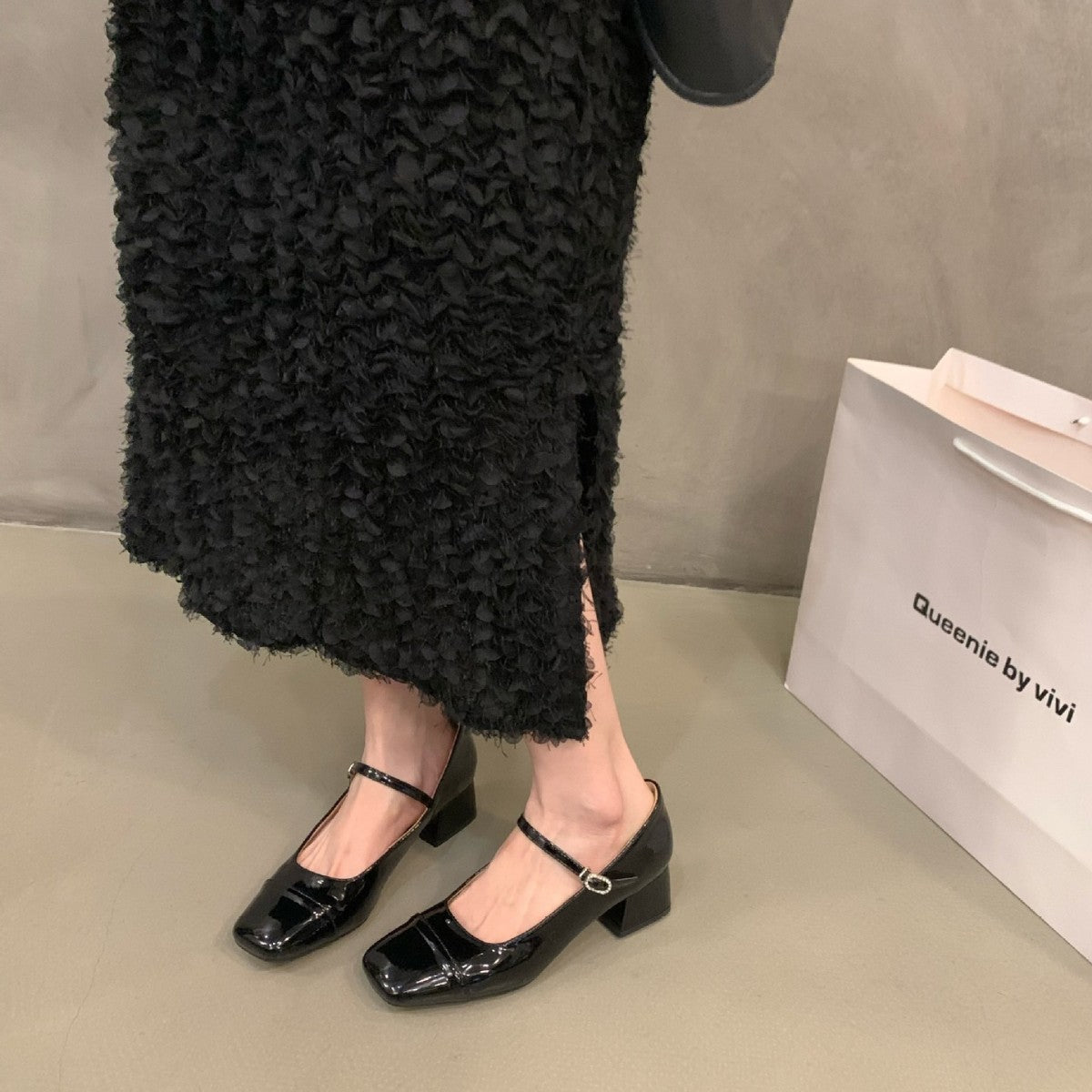 Women's Red Chunky Heel Shoes2023 New Summer Mid-High Heels silver Mary Jane Shoes for Dresses Evening Shoes