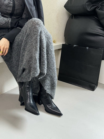 Pointed Toe Short Boots for Women2024New Autumn Winter Women's Boots Niche Slim Boots Design Sense Chunky Heel High Heel Short Boots