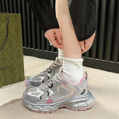 2024Spring Low-Top（Upper Height Less10cm)Rubber lace-up cross strap women's sneakers