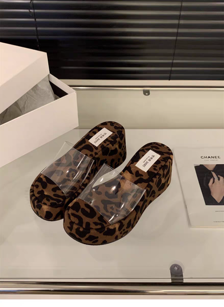 Rubber Wedge Slippers PU High Heel(6-8cm)