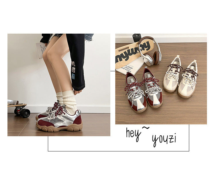 2025New Retro Jogging Shoes for Women, Casual Sports Shoes, Student Shoes, Color Block Single Shoes for Women