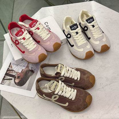 2025Spring and Autumn Cute Asymmetric Big Toe Lace-up Casual Sneakers for Women