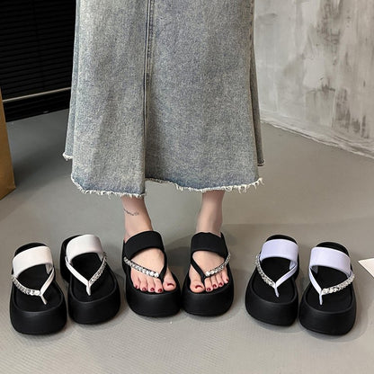 PU Platform High Heels(6-8cm)Rubber Slippers