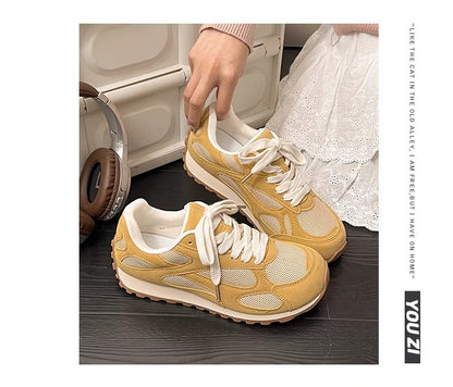 2025Spring New Women's Jogging Shoes Versatile Comfortable Flat Lace-up Shoes Fashion Trendy Casual Sneakers