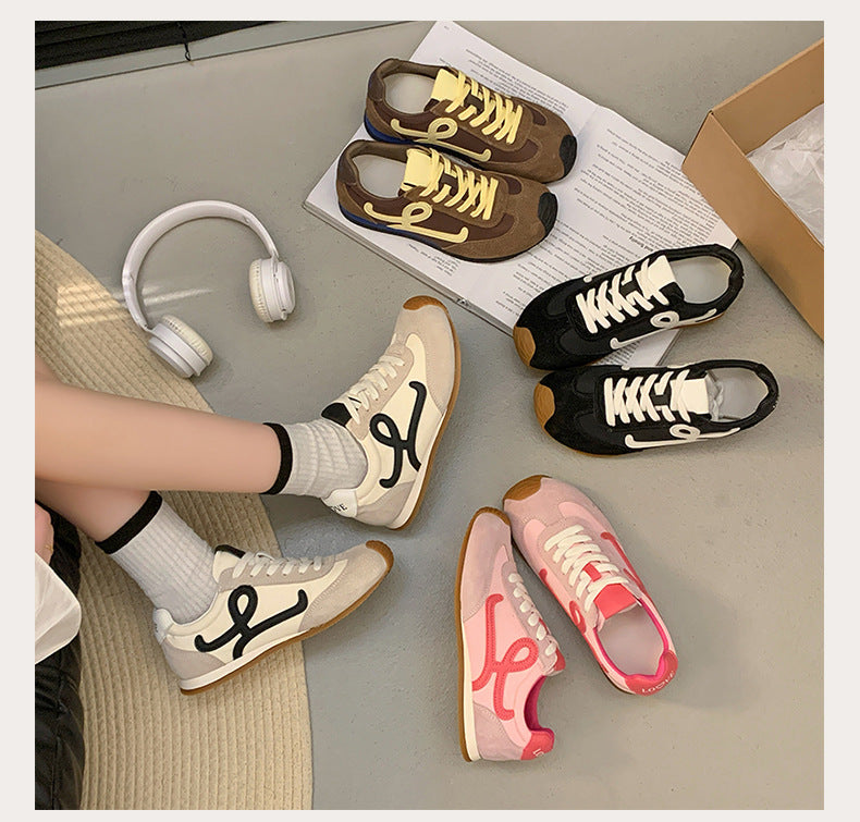 2025Spring Summer New Grape Mom Wang Yibo Same Style Asymmetric Large Toe Lace-up Casual Style Jogging Shoes