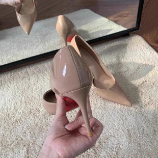 Nude High Heels Women2024Autumn New Red Sole Side Hollow Pointed Toe Sexy Versatile Professional Stiletto Heels