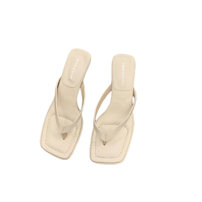 French-style Flip-flops Toe-post Sandals Fairy Shoes for Summer Outdoor Wear2024New simple thong high-heeled sandals