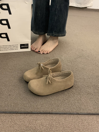 Late Night Breeze Height Increasing Thick Sole Leopard Print Fleece Lined Birkenstock Shoes for Outdoor Wear Autumn Winter Slip-On Ugly Cute Deep Mouth Beanie Cotton Shoes
