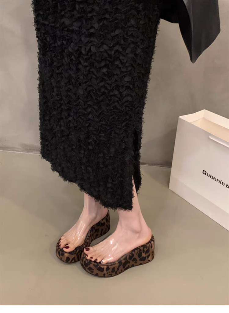 Rubber Wedge Slippers PU High Heel(6-8cm)