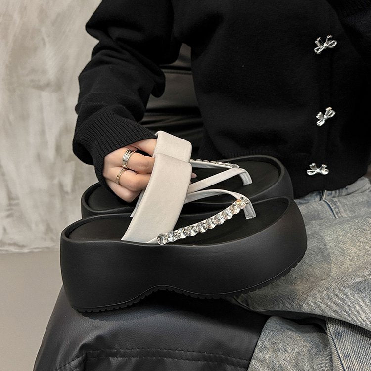 PU Platform High Heels(6-8cm)Rubber Slippers
