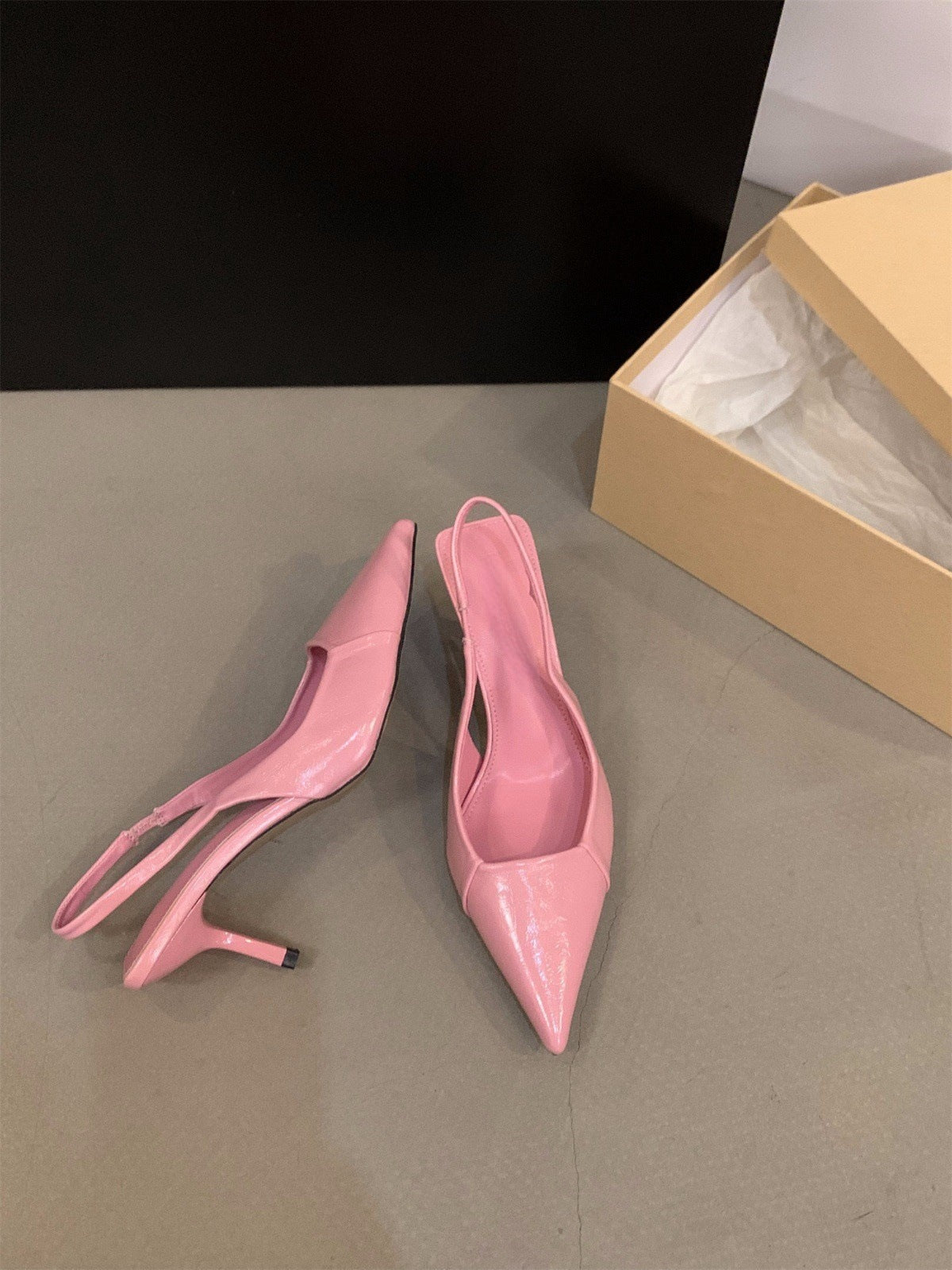 Niche French Style Black High Heels Closed-Toe Sandals Fairy Shoes2025New spring and summer elegant pink single shoes