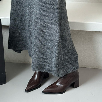 Pointed Toe Short Boots for Women2024New Autumn Winter Women's Boots Niche Slim Boots Design Sense Chunky Heel High Heel Short Boots