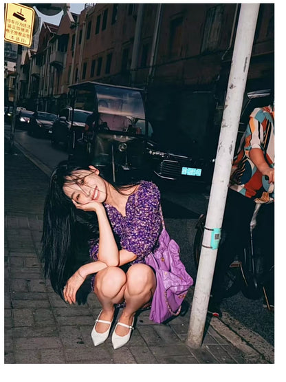 Yi Mengling Same Style2023Shoe Fairy Shoes to Match Dress Rich Lady Shoes Wedge White Single Shoes Pointed Toe Maggie Jane