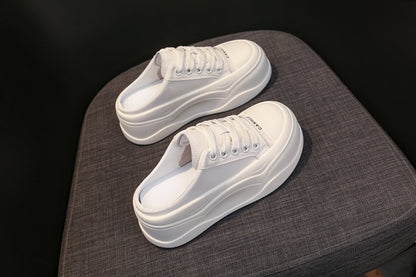 Rubber Closed-Toe Mid-Heel Slippers(3-5cm)Muffin Bottom PU