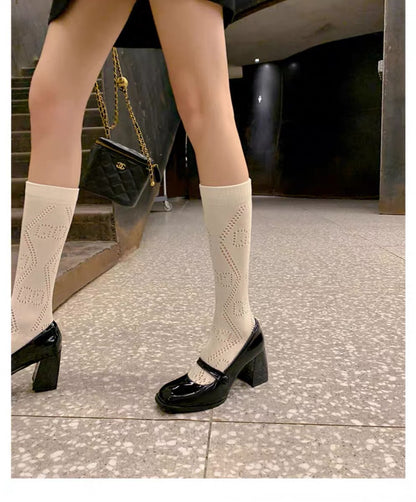 Mary Jane High Heels2023New Year's New Small Thick Heel French Style One-Strap Retro Single Shoes