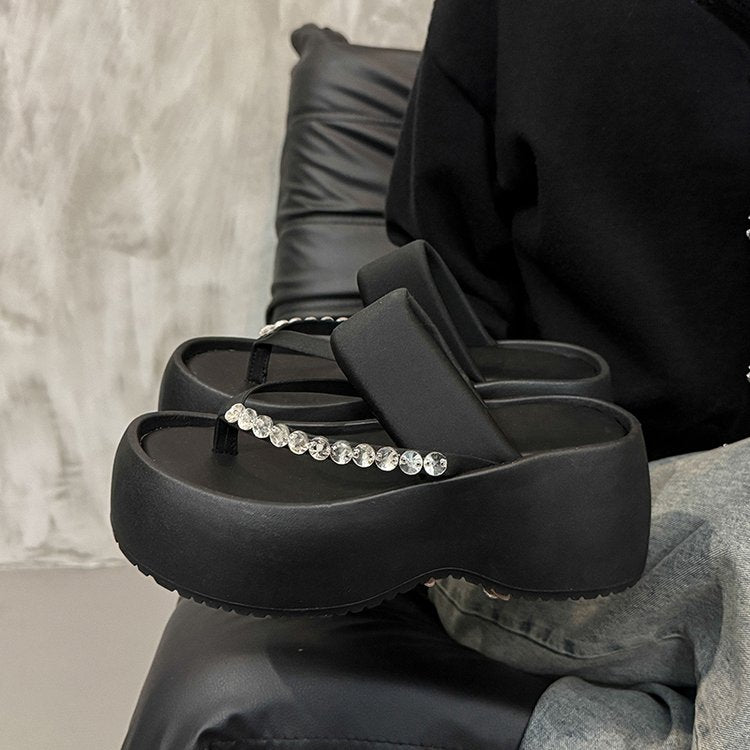 PU Platform High Heels(6-8cm)Rubber Slippers