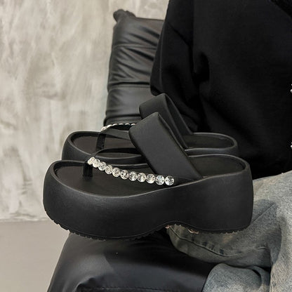 PU Platform High Heels(6-8cm)Rubber Slippers