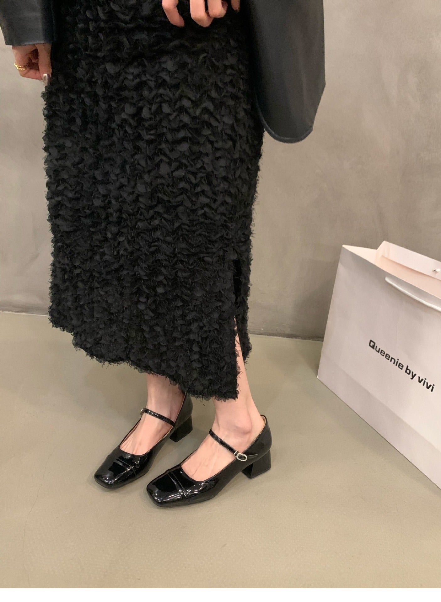 Women's Red Chunky Heel Shoes2023 New Summer Mid-High Heels silver Mary Jane Shoes for Dresses Evening Shoes