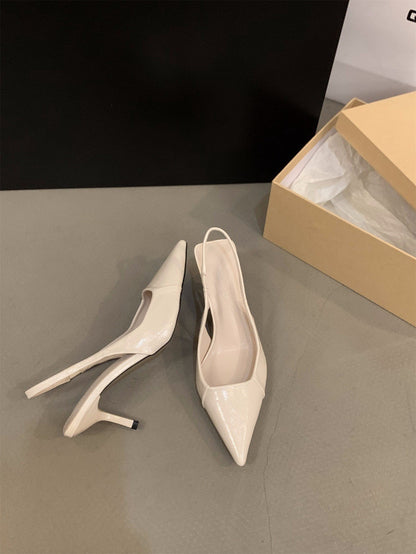 Niche French Style Black High Heels Closed-Toe Sandals Fairy Shoes2025New spring and summer elegant pink single shoes