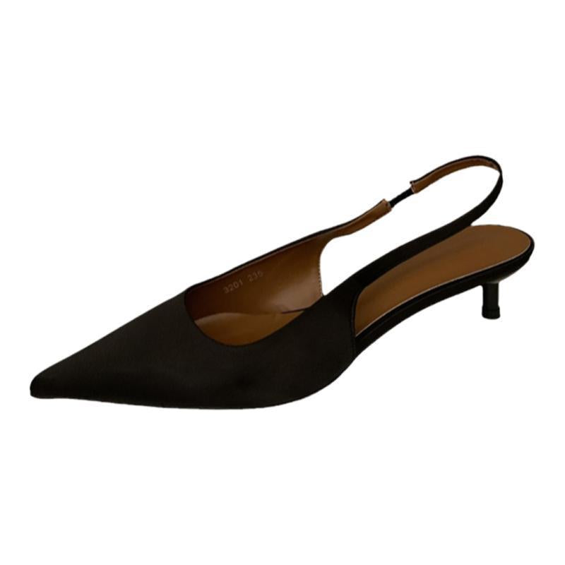 Niche high-end closed-toe sandals for women2024New Spring and Autumn Style Thin Heel Comfortable Pointed Toe Backless Single Shoes