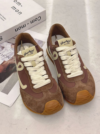 2025Spring and Autumn Cute Asymmetric Big Toe Lace-up Casual Sneakers for Women