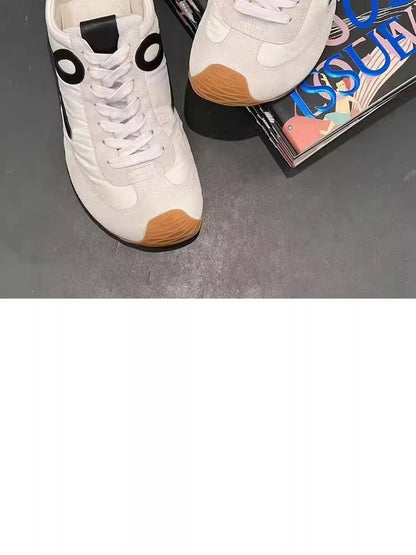 2025Luojia Spring Summer New Retro Flat Shoes Color Block Lace-up Ballet Sports Ugly Cute Shoes for Women