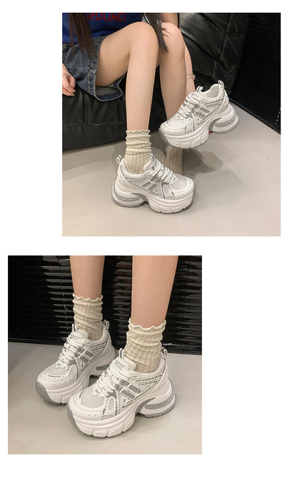 2025Spring New Style Thick-Soled Platform Dad Shoes for Women, Slimming Sneakers, Casual Sports Shoes for Petite Women, Height Increasing
