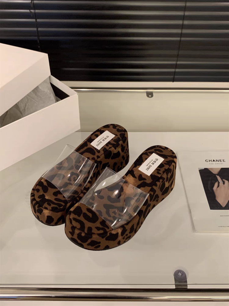 Rubber Wedge Slippers PU High Heel(6-8cm)