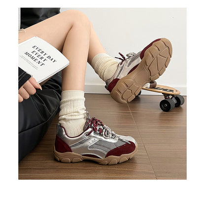 2025New Retro Jogging Shoes for Women, Casual Sports Shoes, Student Shoes, Color Block Single Shoes for Women