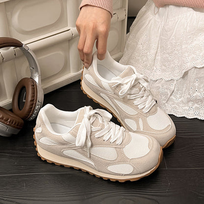 2025Spring New Women's Jogging Shoes Versatile Comfortable Flat Lace-up Shoes Fashion Trendy Casual Sneakers