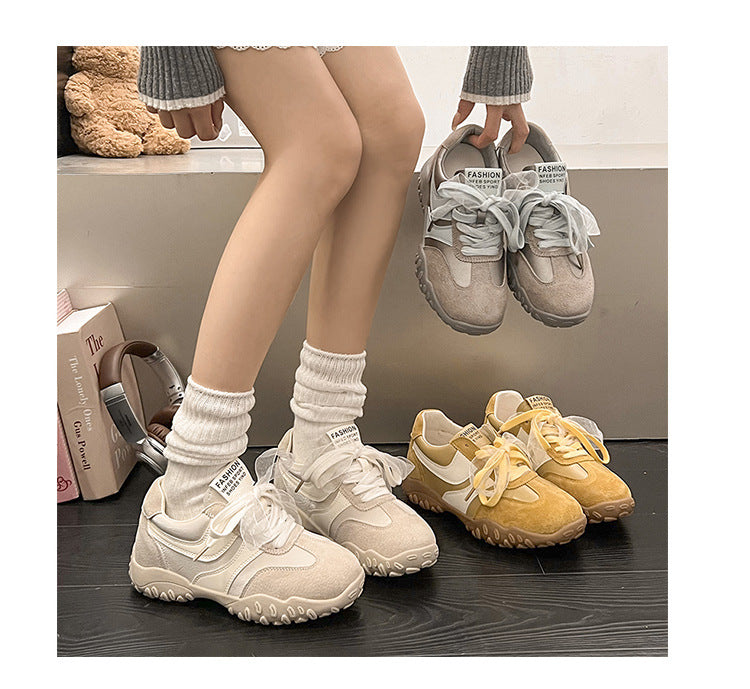 2025Spring New Non-Slip Color Block Sports Jogging Shoes for Women Comfortable Casual Breathable White Running Shoes