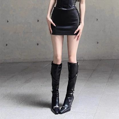 Women's High Heel Long Boots with Unique Shape2023New Year's Belt Functional Style Hot Girl High Heel Pointed Toe Over-the-Knee Boots