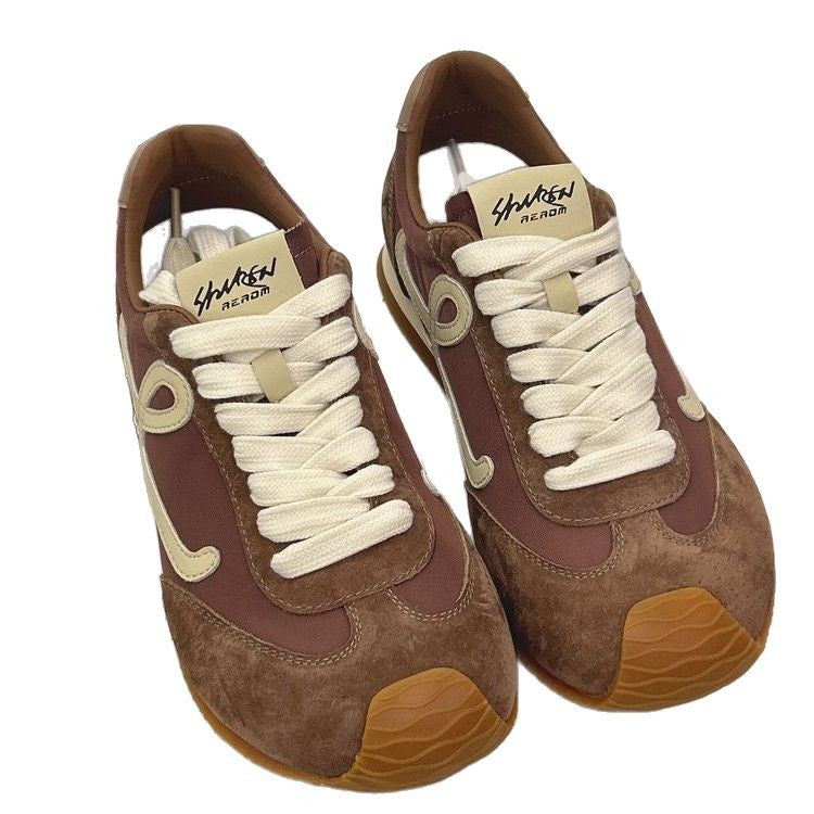 2025Spring and Autumn Cute Asymmetric Big Toe Lace-up Casual Sneakers for Women