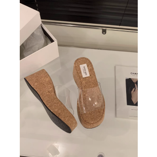 Rubber Wedge Slippers PU High Heel(6-8cm)