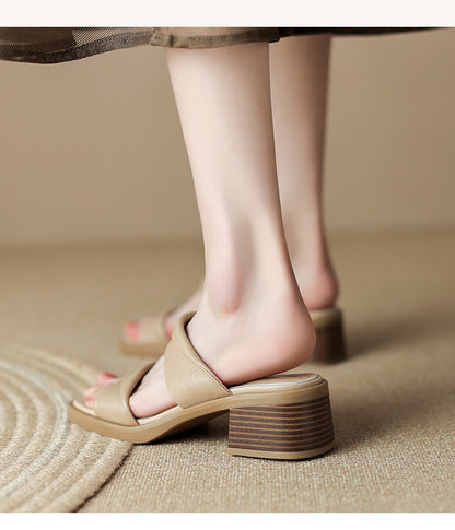 Women's Thick Heel Outdoor Sandals2025Summer New Thick-Soled One-Strap High-Heel Slippers Fairy Style Sandals