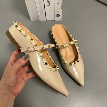 Flat Rubber PU Closed-Toe Low Heel Slippers(1-3cm)