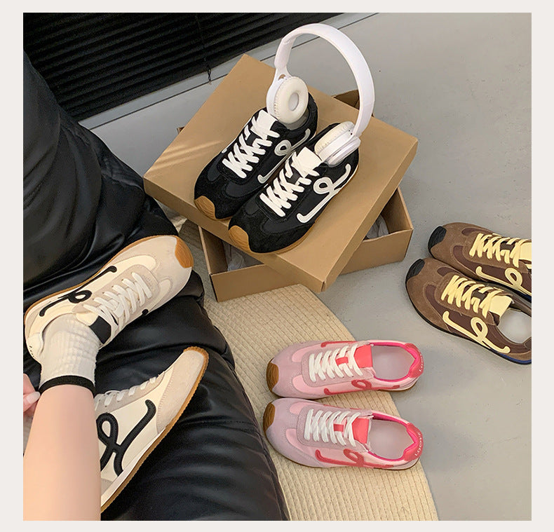 2025Spring Summer New Grape Mom Wang Yibo Same Style Asymmetric Large Toe Lace-up Casual Style Jogging Shoes