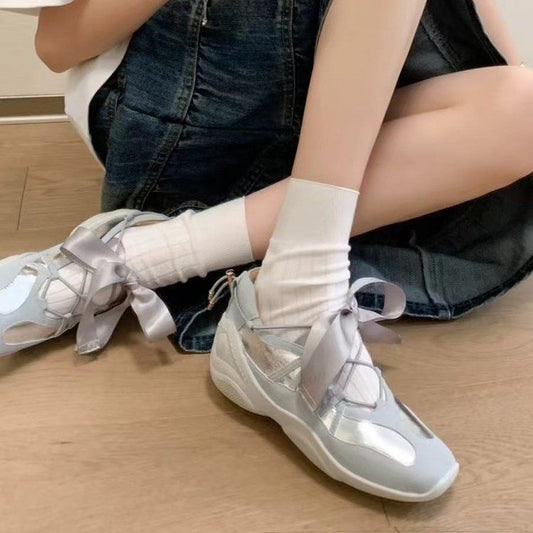 2025Summer rubber sneakers for women with lace-up low-top（Upper Height Less10cm)